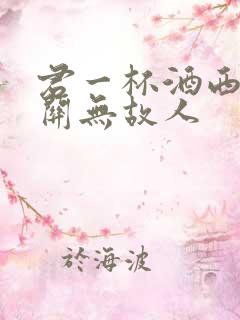 君一杯酒西出阳关无故人