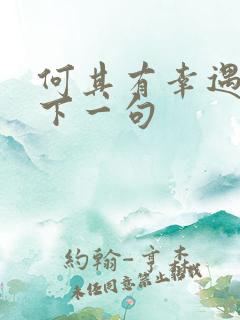 何其有幸遇见你下一句