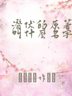 潜伏的原著小说叫什么名字