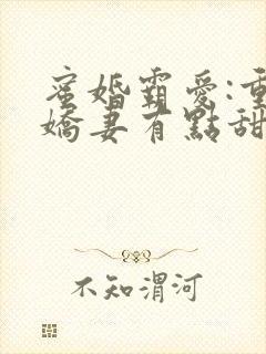 蜜婚霸爱:重生娇妻有点甜