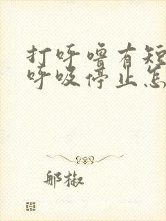 打呼噜有短暂的呼吸停止怎么医治