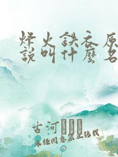 烽火铁衣原著小说叫什么名字