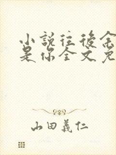 小说往后余生皆是你全文免费阅读