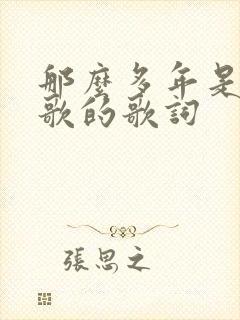 那么多年是哪首歌的歌词