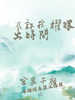 《许我耀眼》播出时间