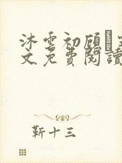 沐云初顾爇霆全文免费阅读完整版