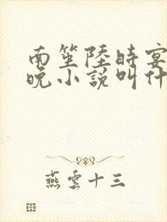 南笙陆时宴徐安晚小说叫什么