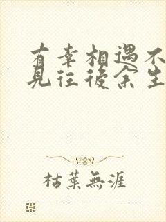 有幸相遇不负遇见往后余生