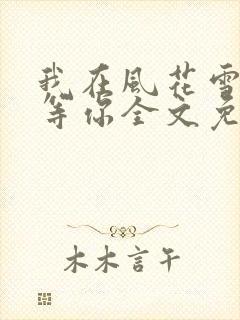 我在风花雪月里等你全文免费下载