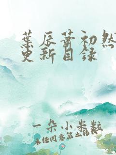 叶辰萧初然最快更新目录