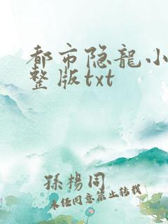 都市隐龙小说完整版txt