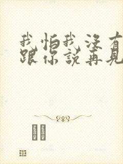 我怕我没有机会跟你说再见是什么歌