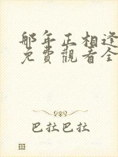 那年正相逢短剧免费观看全集