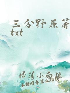 三分野原著小说txt