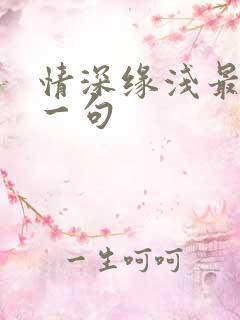 情深缘浅最佳下一句