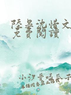 陆晏沈惜文小说免费阅读