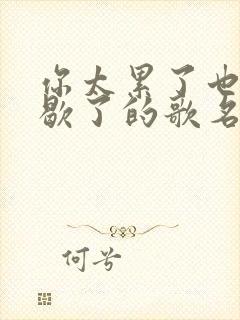 你太累了也该歇歇了的歌名