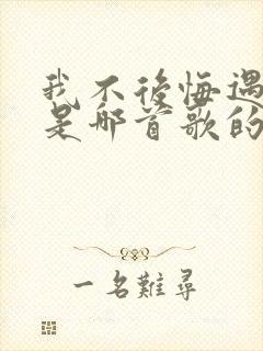 我不后悔遇见你是哪首歌的歌词