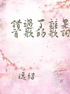 错过了谁是哪一首歌的歌词