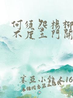 何须怨杨柳春风不度玉门关全诗