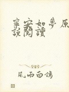 宁安如梦原著小说阅读