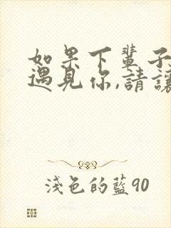 如果下辈子还能遇见你,请让我第一个遇见你