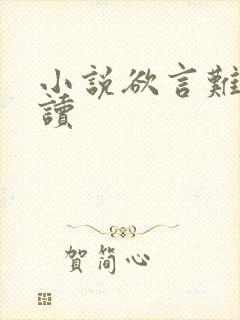 小说欲言难止阅读