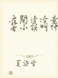 夜阑清冷意欢原著小说叫什么