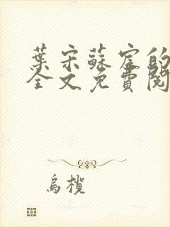 叶宋苏宸的小说全文免费阅读