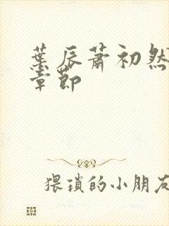 叶辰萧初然最快章节