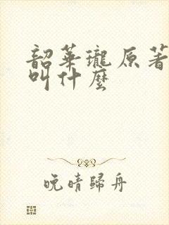 韶华珑原著小说叫什么