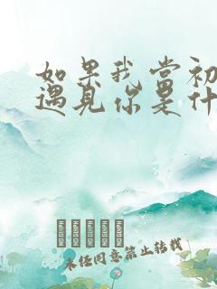 如果我当初没有遇见你是什么歌