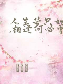 人生若只如初见,相逢何必曾相识