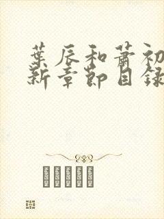 叶辰和萧初然最新章节目录