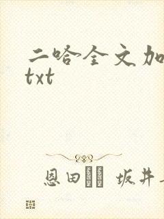 二哈全文加番外txt