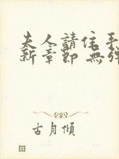 夫人请住手 最新章节 无弹窗