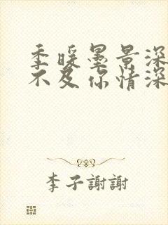 季暖墨景深暖风不及你情深