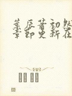 叶辰萧初然最新章节更新在线阅读