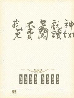 我不是戏神小说免费阅读txt下载