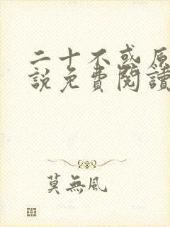 二十不惑原著小说免费阅读