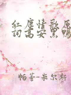 红尘情歌原唱歌词高安黑鸭子