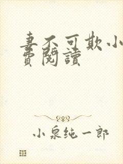 妻不可欺小说免费阅读