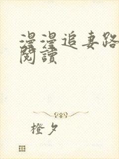 漫漫追妻路免费阅读