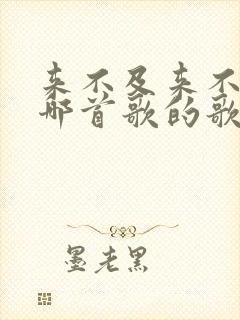 来不及来不及是哪首歌的歌词