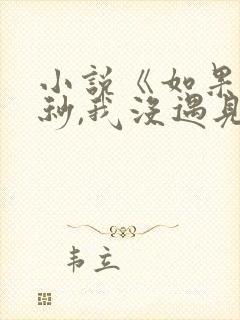 小说《如果这一秒,我没遇见你》