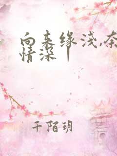 向来缘浅,奈何情深丨
