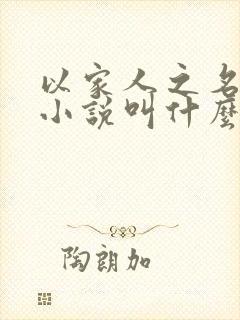 以家人之名原著小说叫什么