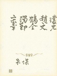 宋独鹤赵璞最新章节全文免费阅读