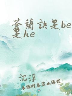 苍兰诀是be还是he