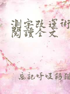 测字改运术免费阅读全文